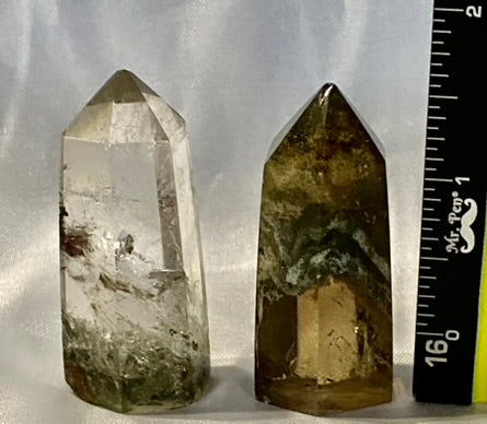 Garden Quartz Point t1,2 - polished clear Lodolite stone sculpture