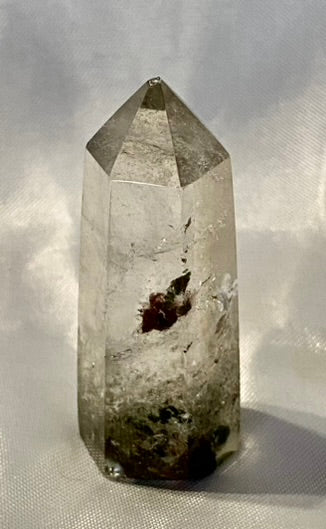 Garden Quartz Point t1,2 - polished clear Lodolite stone sculpture