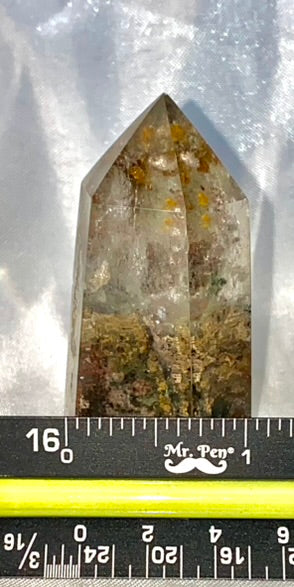 Garden Quartz Point t3 - polished clear Lodolite stone sculpture