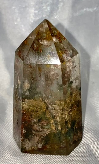 Garden Quartz Point t3 - polished clear Lodolite stone sculpture