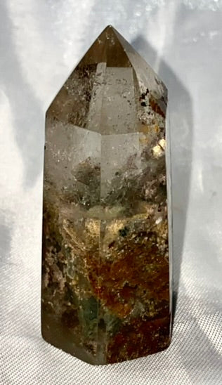 Garden Quartz Point t3 - polished clear Lodolite stone sculpture