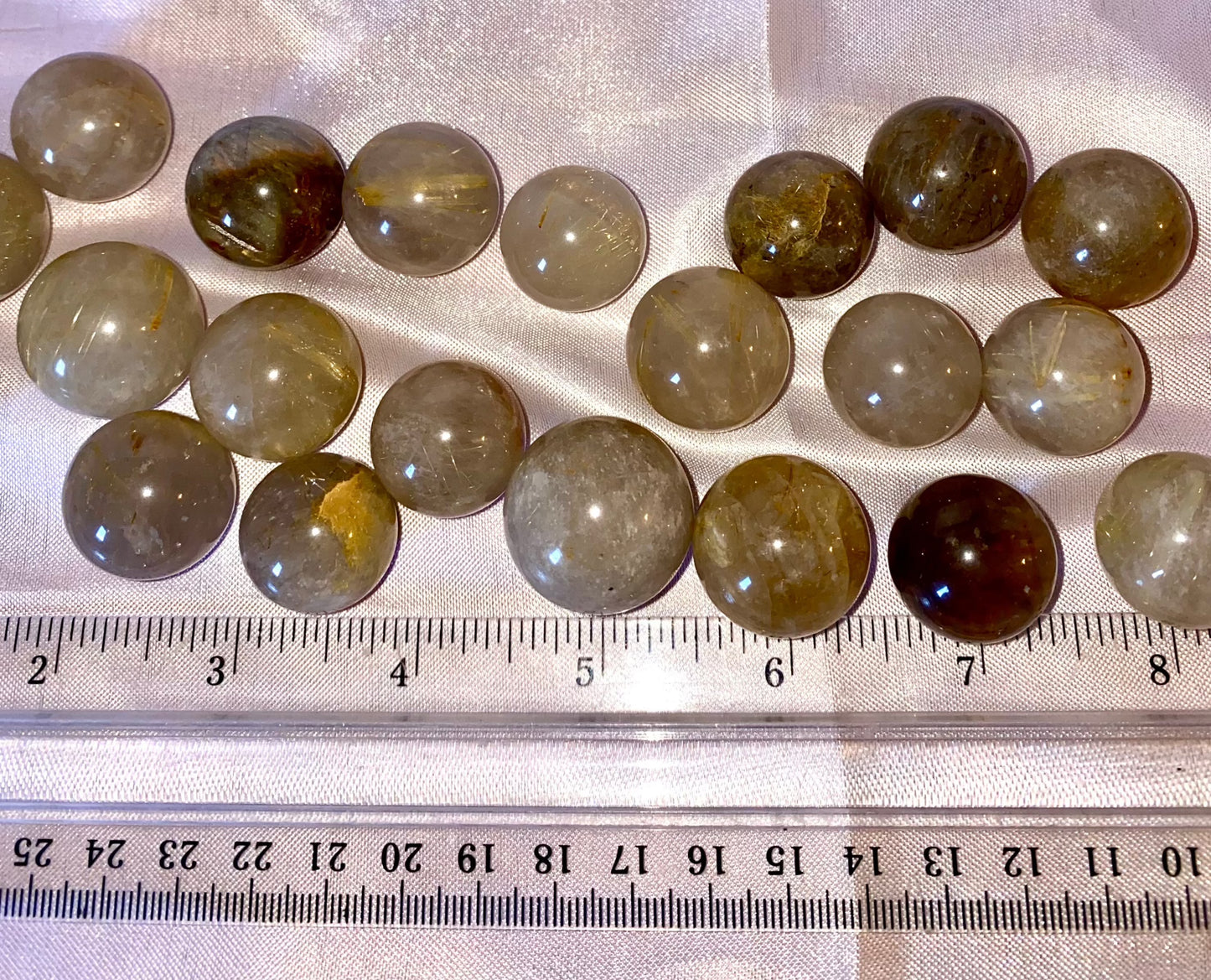 Small Quartz Spheres with Incredible Inclusions xx - Rutile, Tourmaline, Red Healer, Flash in clear and smoky quartz polished crystal sculptures