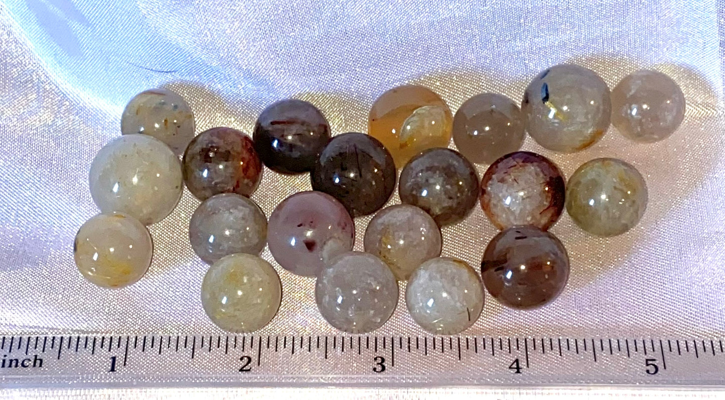 Small Quartz Spheres with Incredible Inclusions xx - Rutile, Tourmaline, Red Healer, Flash in clear and smoky quartz polished crystal sculptures