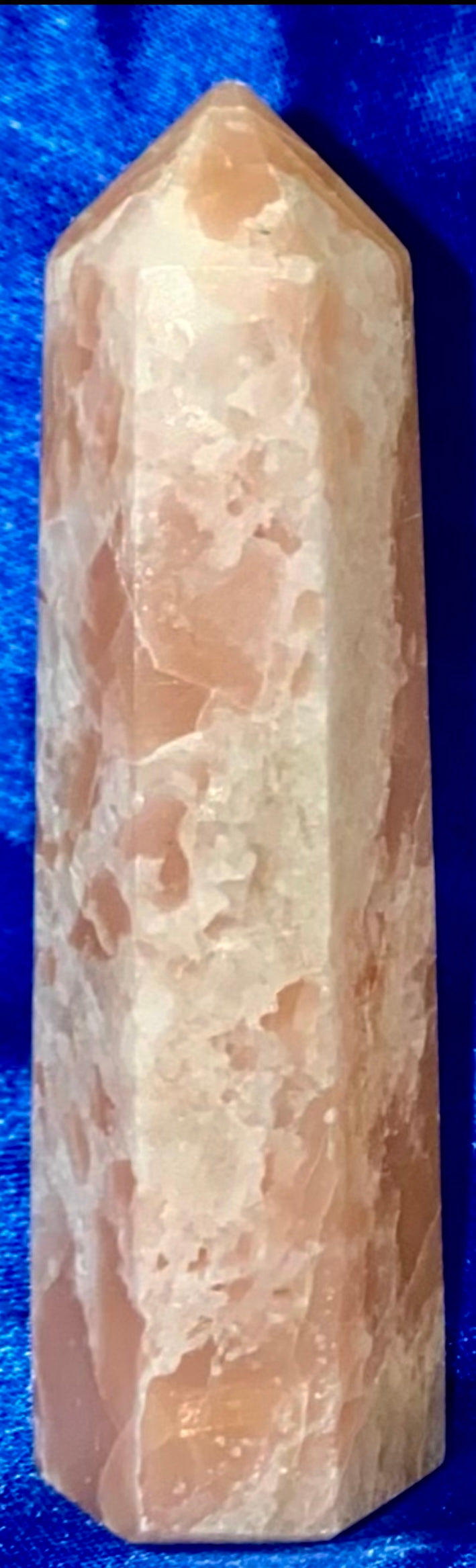 Pink Opal Point 1-6s - polished pink white stone mini-tower sculpture