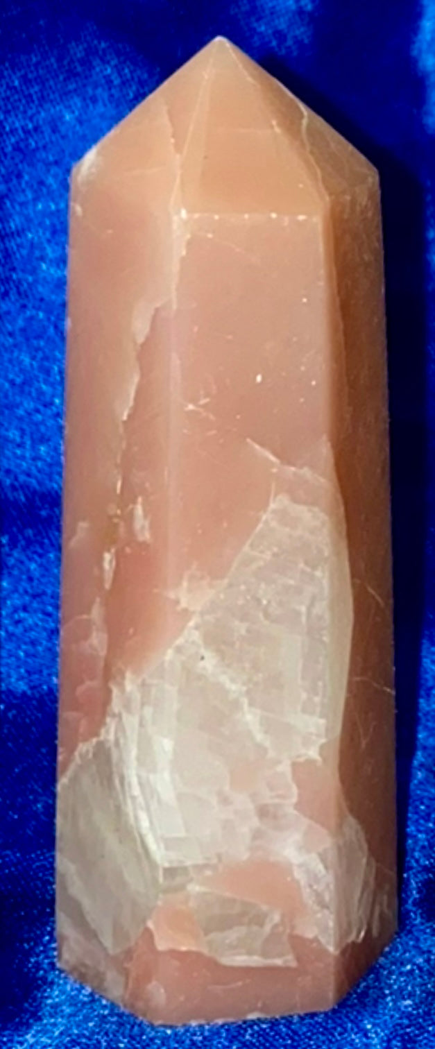 Pink Opal Point 1-6s - polished pink white stone mini-tower sculpture