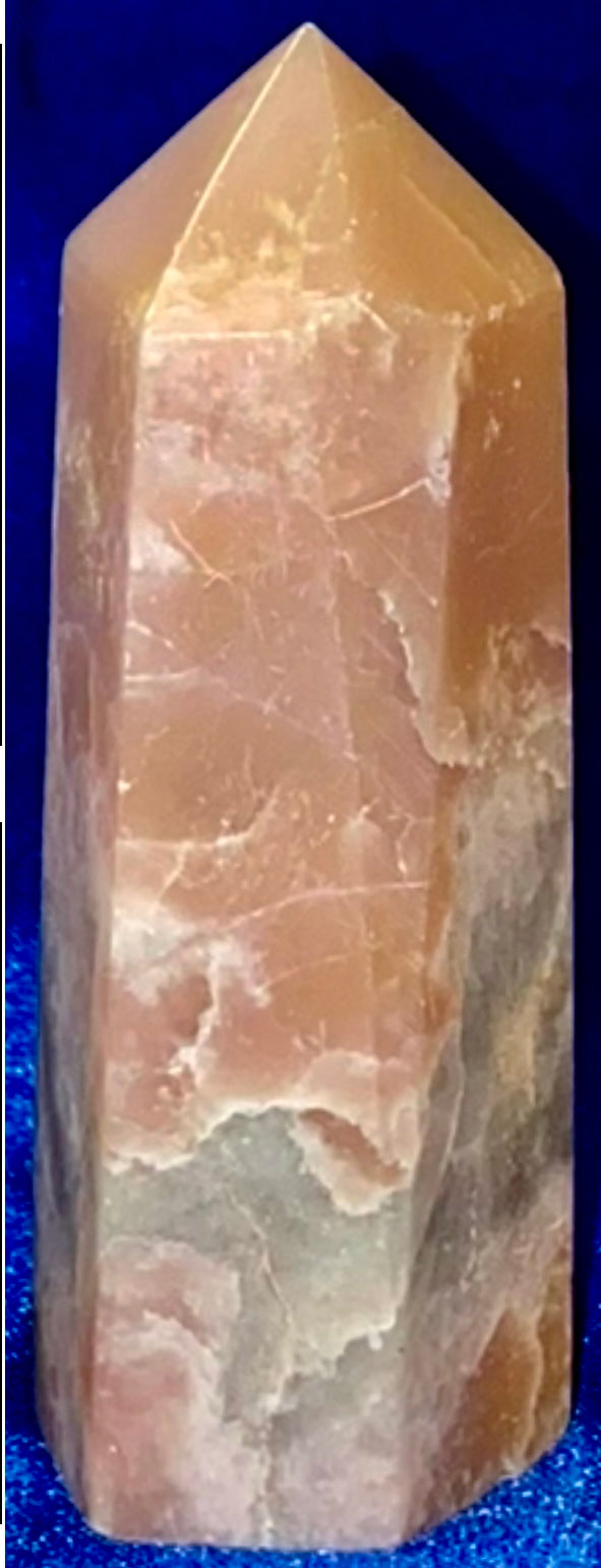 Pink Opal Point 1-6s - polished pink white stone mini-tower sculpture