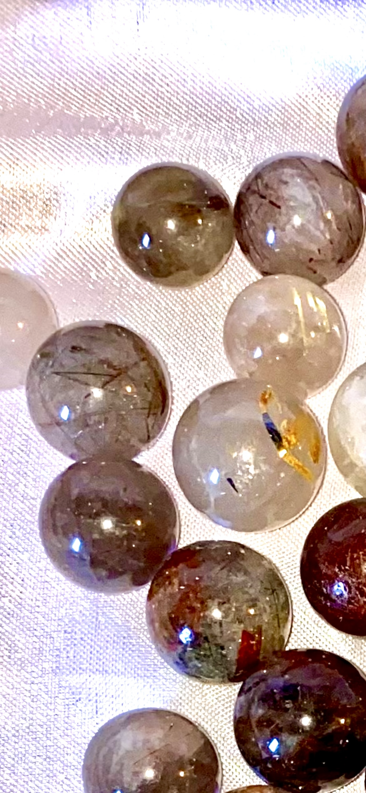 Small Quartz Spheres with Incredible Inclusions xx - Rutile, Tourmaline, Red Healer, Flash in clear and smoky quartz polished crystal sculptures