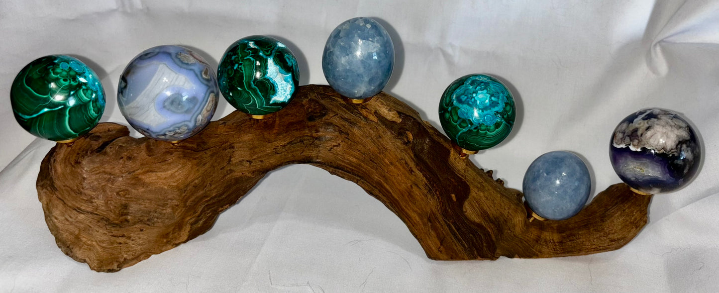 Driftwood Sphere Holder/Stand 6L (holds 7 spheres)