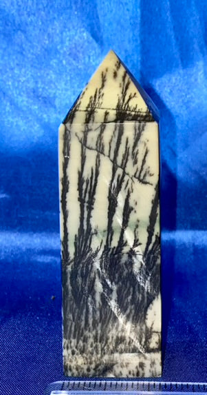 Dendritic Agate Point 3m  - black cream polished stone sculpture