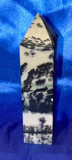 Dendritic Agate Point 3m  - black cream polished stone sculpture