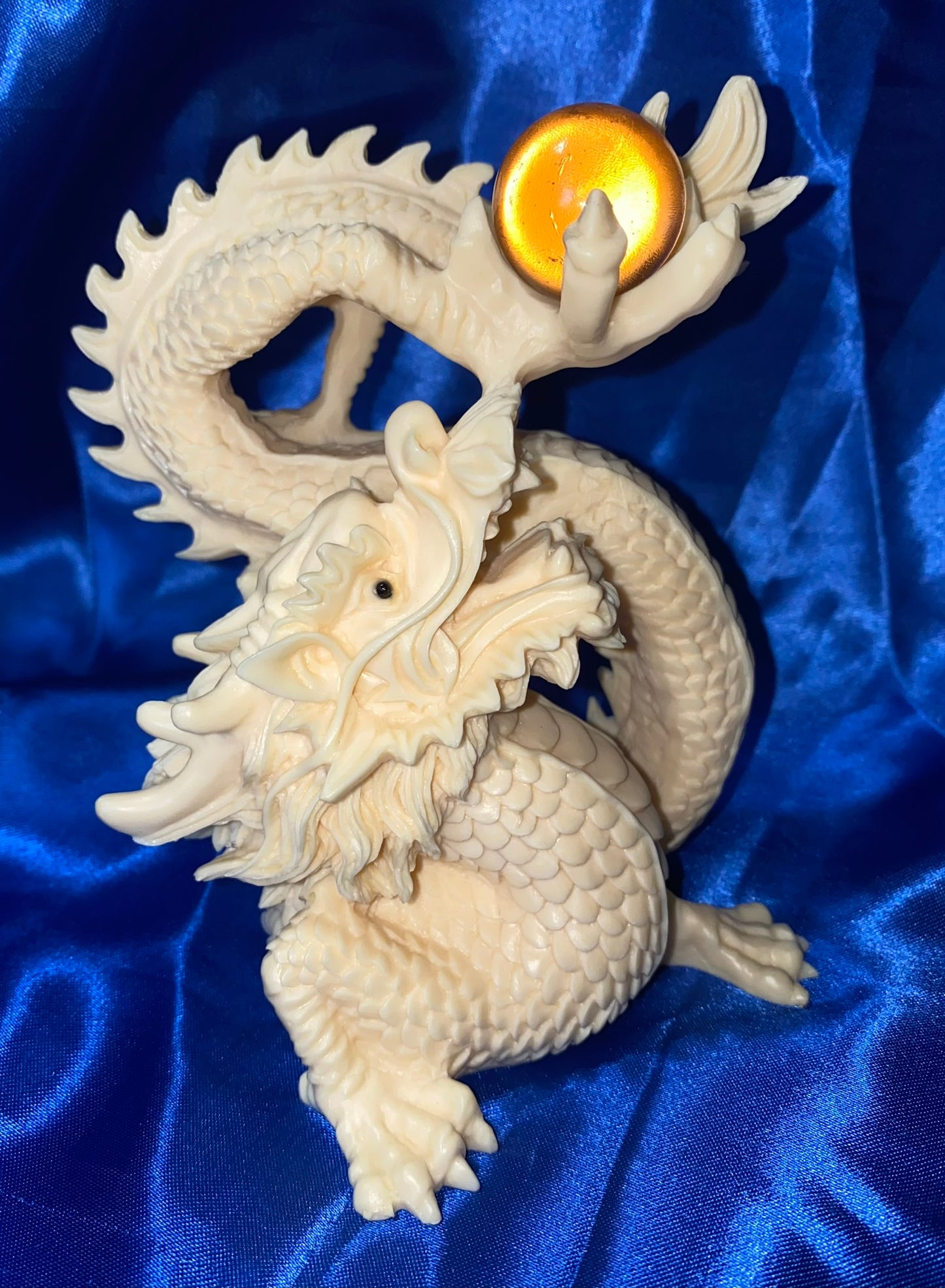 Laughing Dragon Statue, Tagua Fruit (AKA Palm FruitIvory)