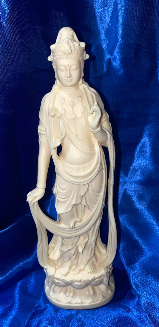 Kwan Yin Statue in flowing Robes, Tagua Fruit (AKA Palm FruitIvory)