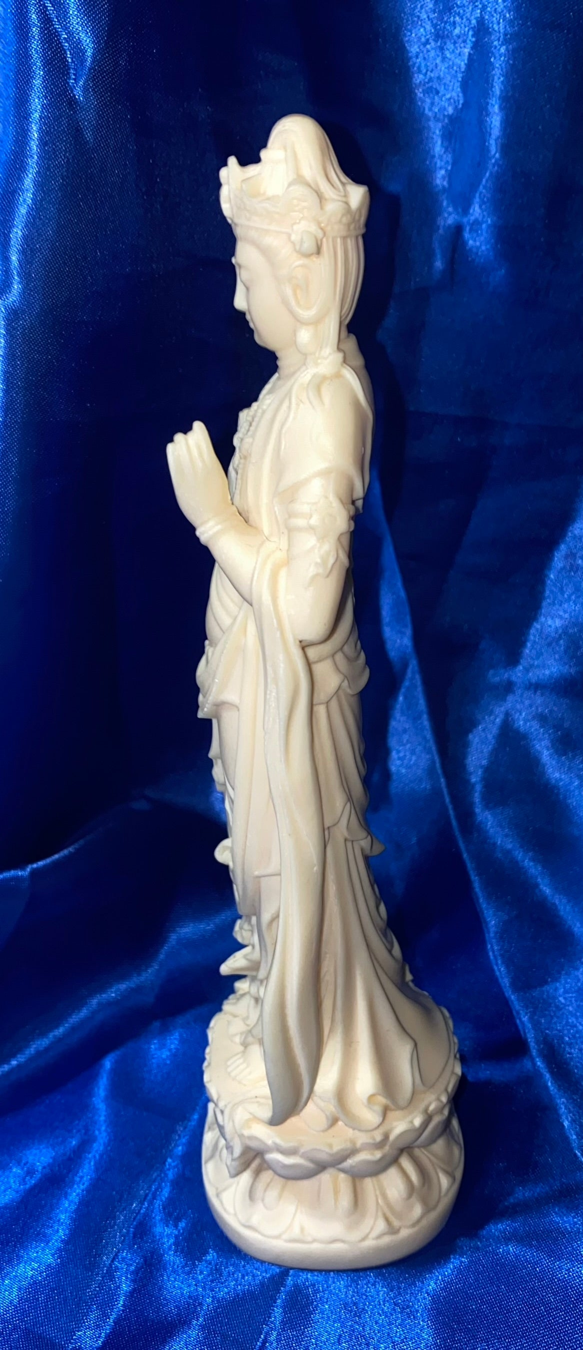 Kwan Yin Statue in flowing Robes, Tagua Fruit (AKA Palm FruitIvory)