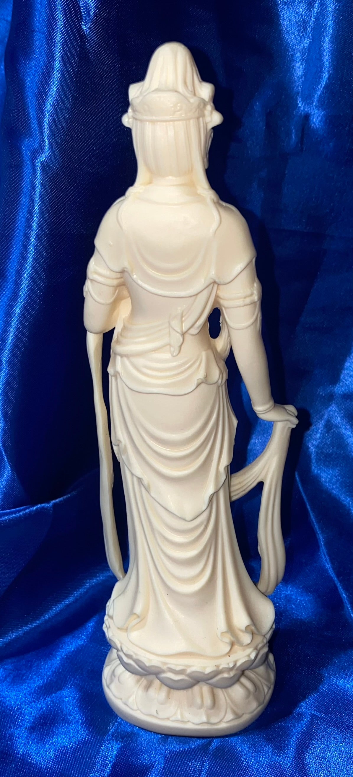 Kwan Yin Statue in flowing Robes, Tagua Fruit (AKA Palm FruitIvory)