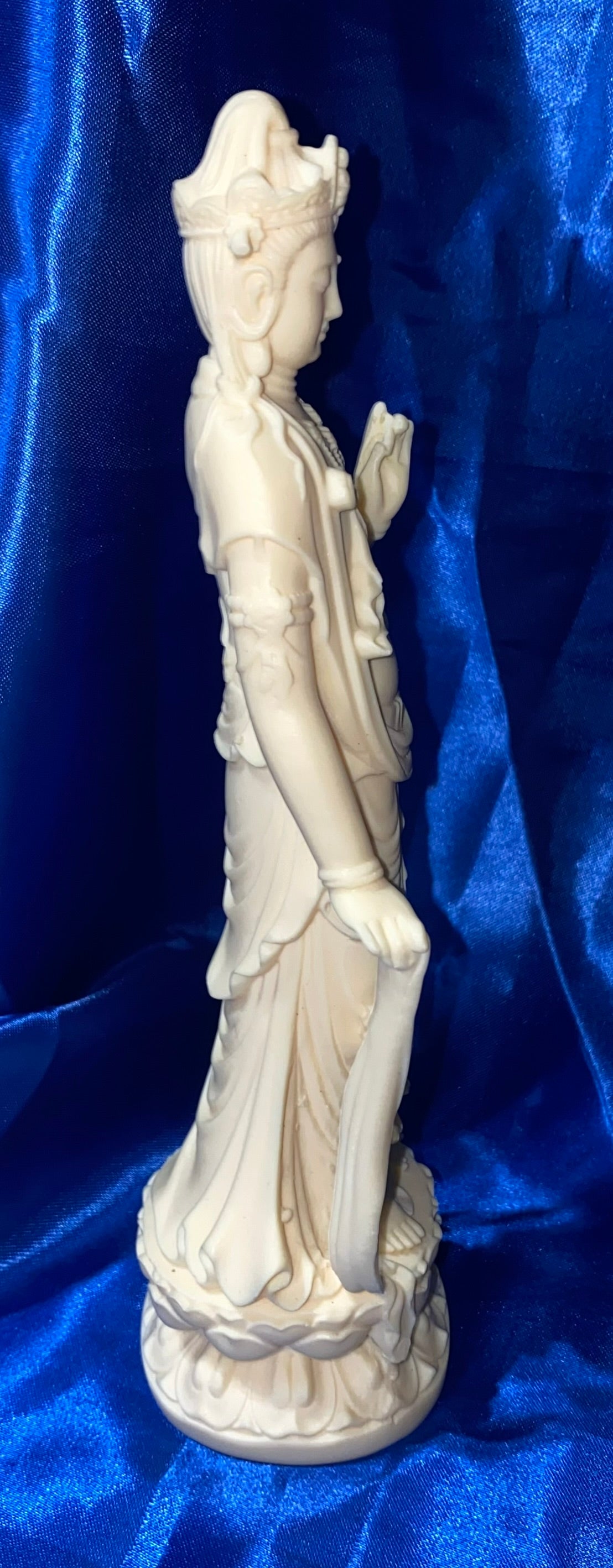 Kwan Yin Statue in flowing Robes, Tagua Fruit (AKA Palm FruitIvory)