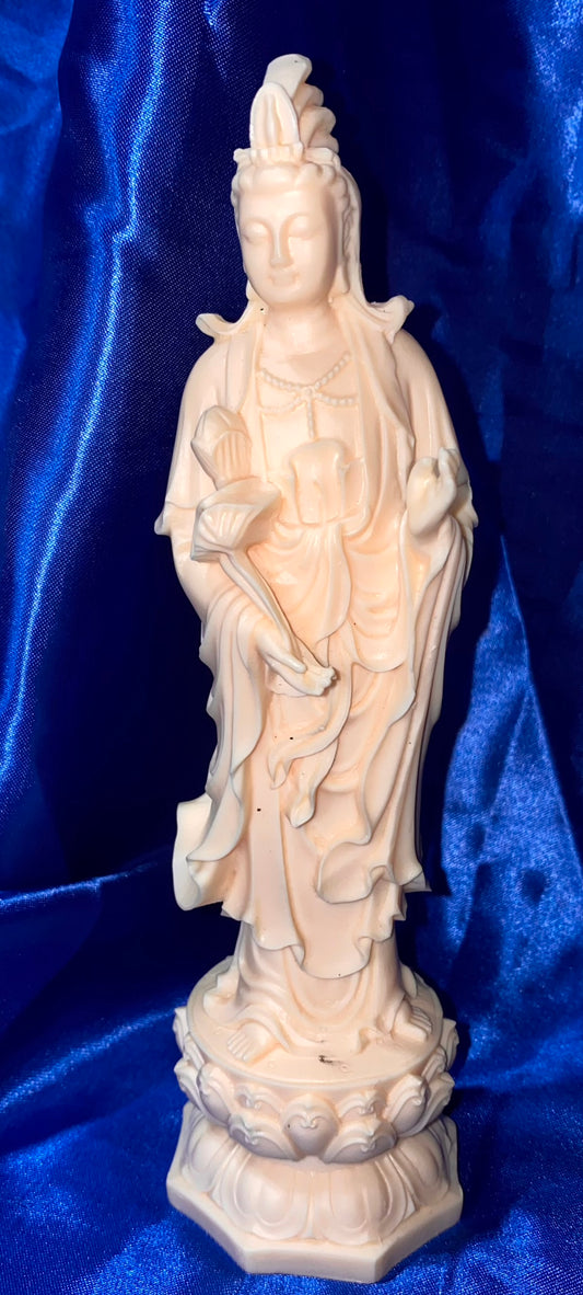 Kwan Yin Statue in Elegant Robes, Tagua Fruit (AKA Palm FruitIvory)