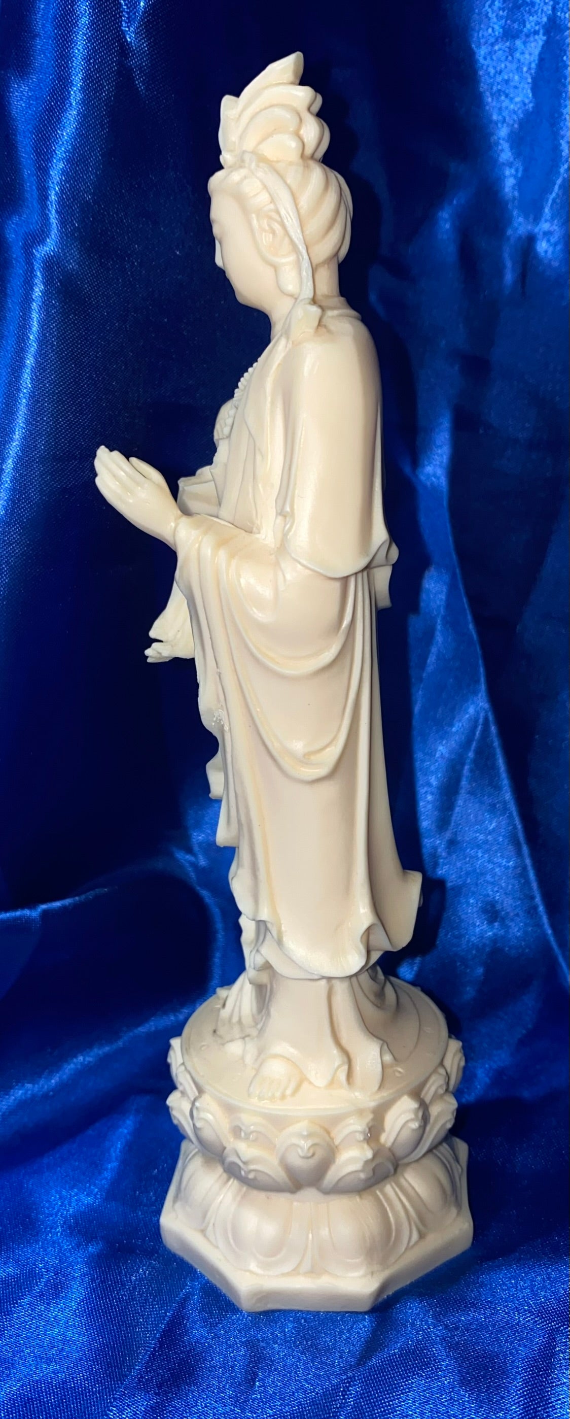 Kwan Yin Statue in Elegant Robes, Tagua Fruit (AKA Palm FruitIvory)