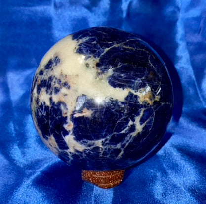 Sodalite Sphere m1-3 blue & white polished stone sculpture