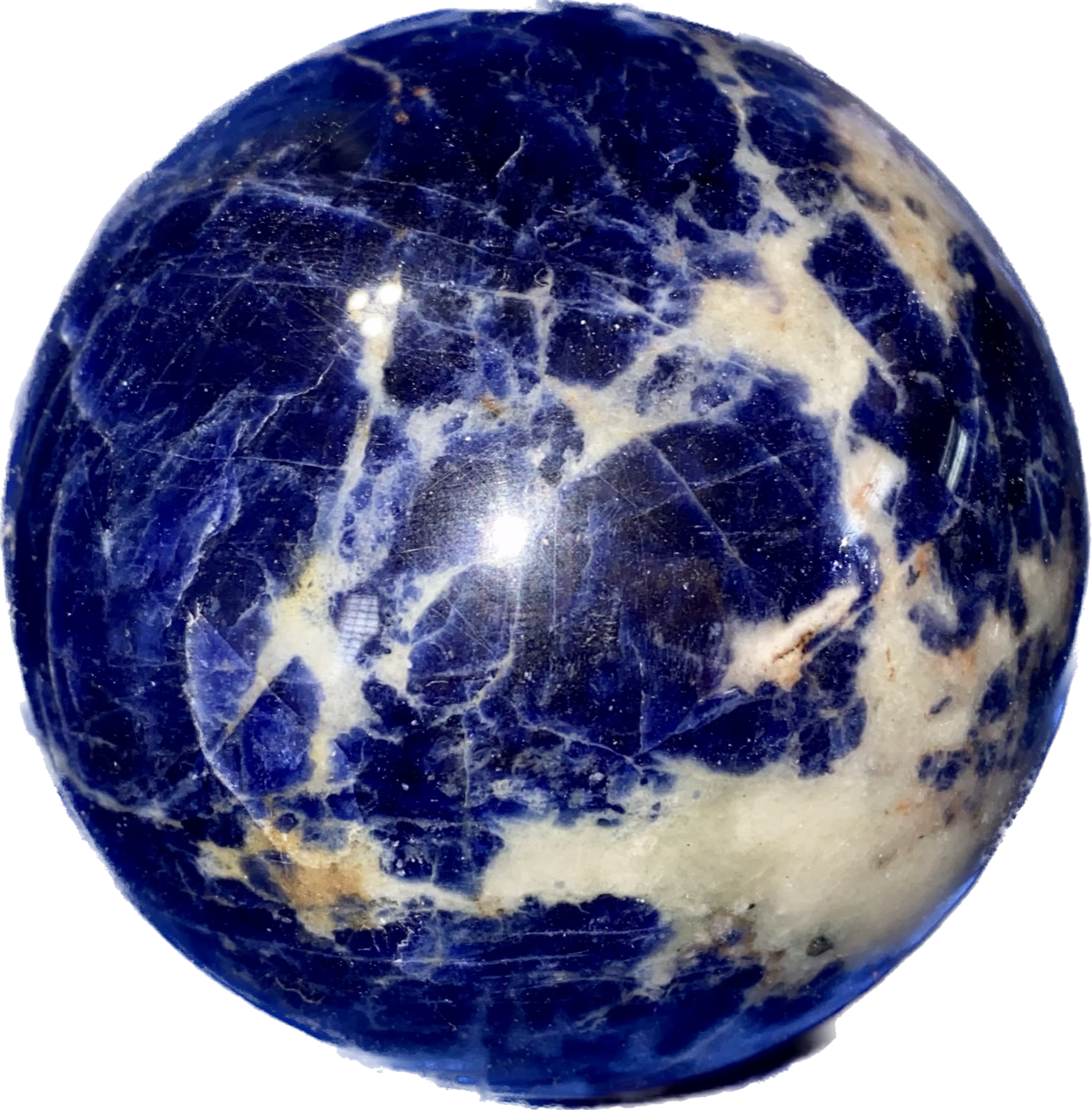 Sodalite Sphere m1-3 blue & white polished stone sculpture