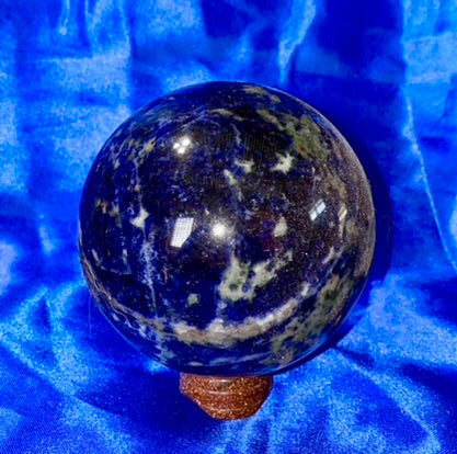 Sodalite Sphere m1-3 blue & white polished stone sculpture