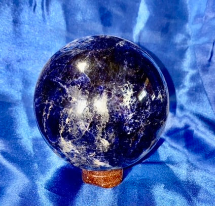 Sodalite Sphere m1-3 blue & white polished stone sculpture