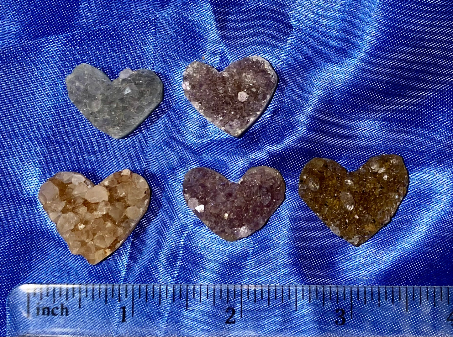 Amethyst Ametrine Heart Figurines s1-5, stone crystal sculpture with druzy crystals