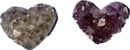 Amethyst Ametrine Heart Figurines l with druzy crystals