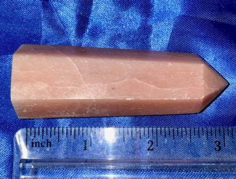 Pink Opal Point 7-9s - polished pink white stone mini-tower sculpture