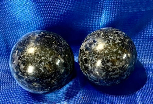 Indigo Gabbro Sphere xs16,17 - polished blue black stone sculpture