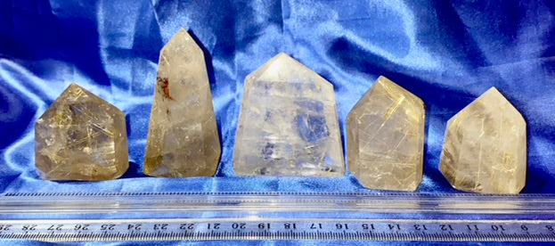 Rutilated Quartz Free Forms 16-20 - polished white and golden crystal sculpture