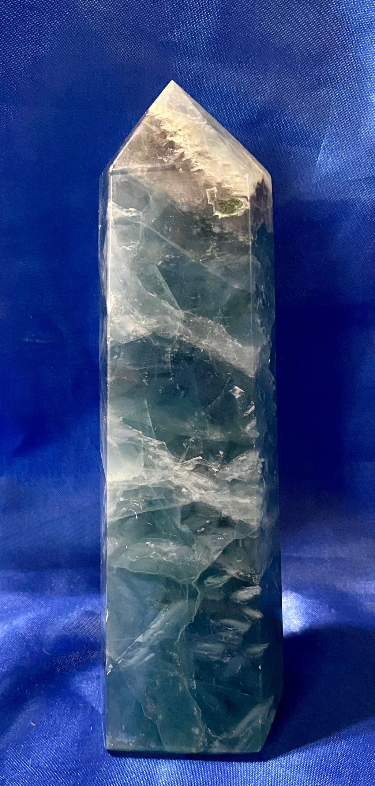 Fluorite Tower 4 - blue, green, purple, and white polished stone