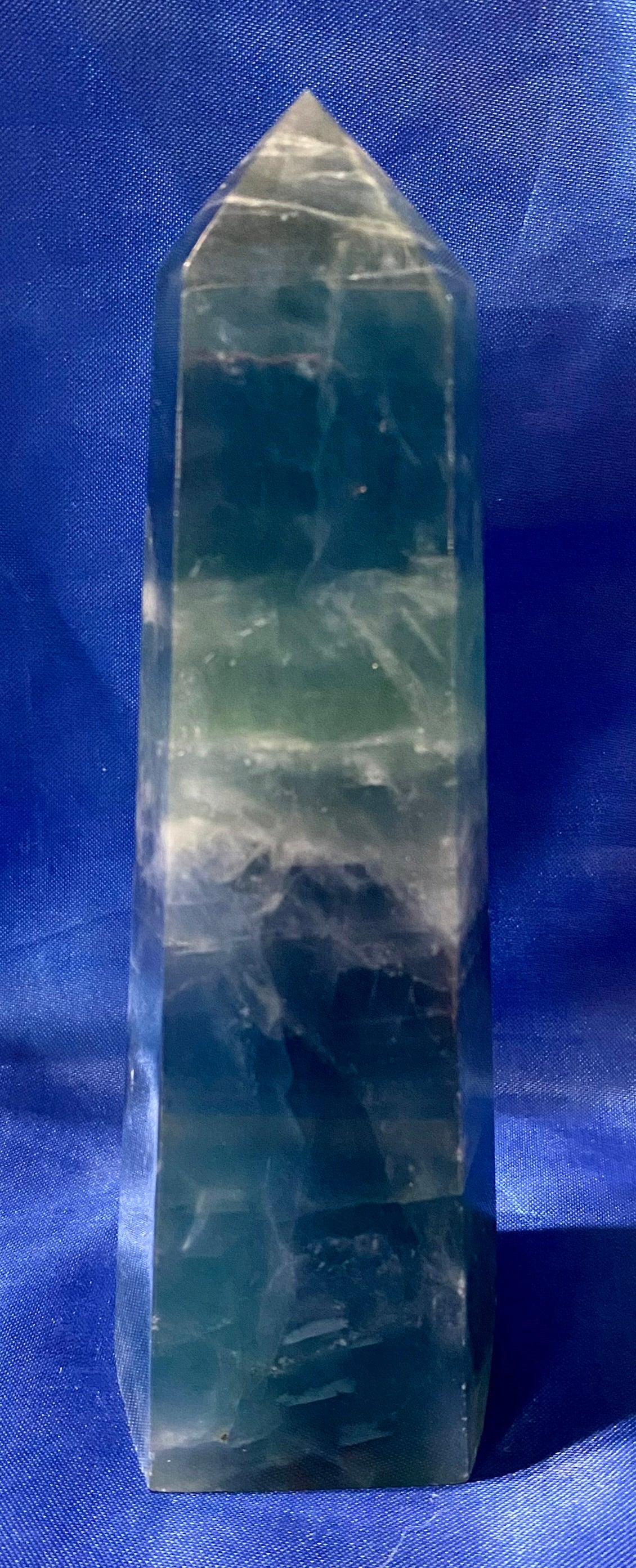 Fluorite Tower 5,6 - blue, green, purple, and white polished stone