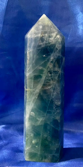 Fluorite Tower 5,6 - blue, green, purple, and white polished stone