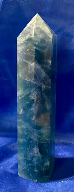 Fluorite Tower 5,6 - blue, green, purple, and white polished stone