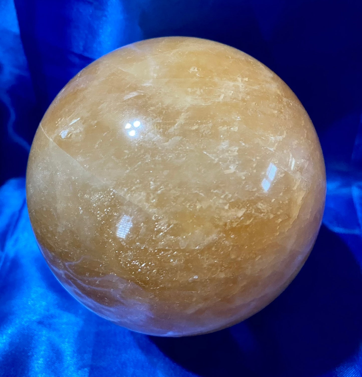 Honey Calcite Sphere L5 Polished Golden Calcite Sculpture