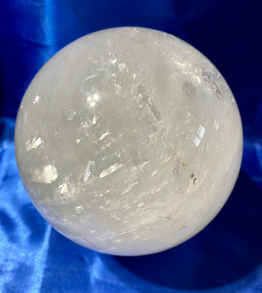 Clear Calcite Sphere L1 (AKA Iceland Spar or Optical Calcite) Polished Stone sculpture