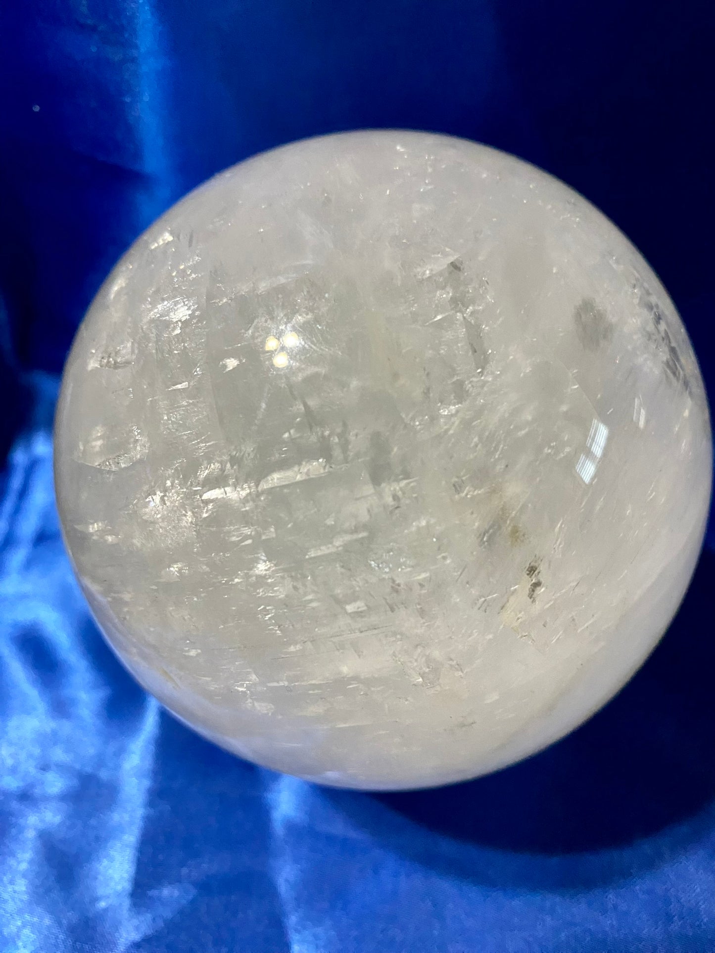 Clear Calcite Sphere L1 (AKA Iceland Spar or Optical Calcite) Polished Stone sculpture