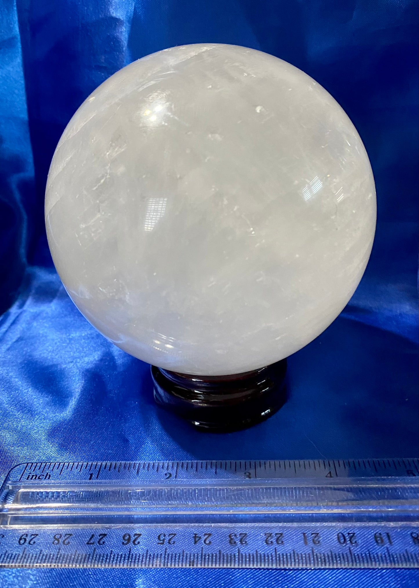 Clear Calcite Sphere L2 (AKA Iceland Spar or Optical Calcite) Polished Stone sculpture