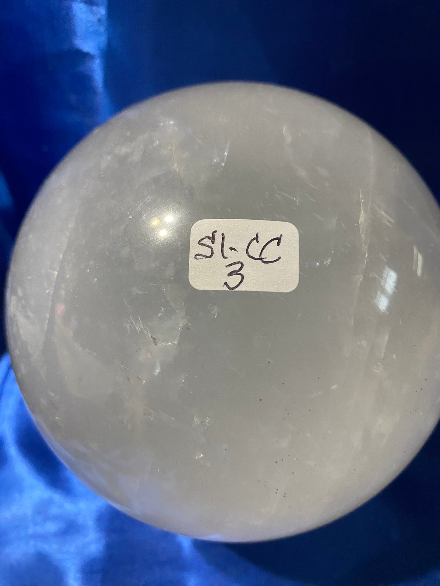 Clear Calcite Sphere L3 (AKA Iceland Spar or Optical Calcite) Polished Stone sculpture