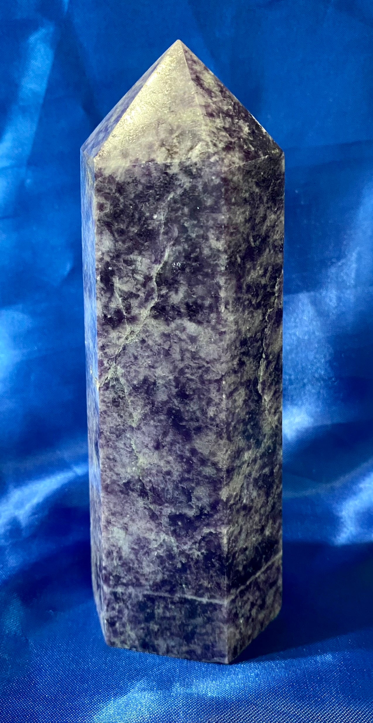 Lepidolite Tower s - polished purple & white sparkly stone sculpture (AKA Purple Mica)