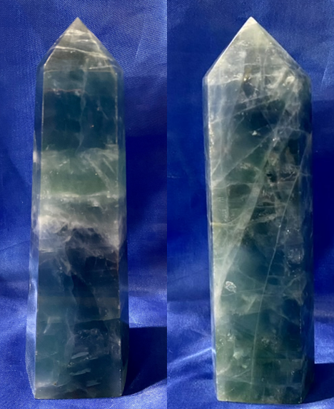 Fluorite Tower 5,6 - blue, green, purple, and white polished stone