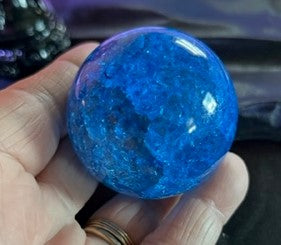 Crackled Glass Sphere - Dark Blue