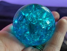 Crackled Glass Sphere - Light Blue