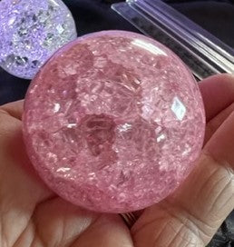 Crackled Glass Sphere - Pink