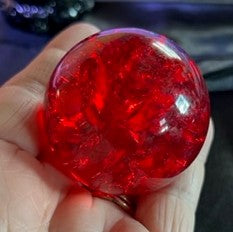 Crackled Glass Sphere - Red