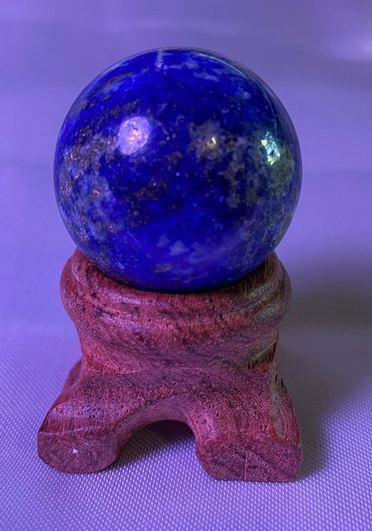 Lapis Lazuli Sphere - polished blue and grey stone sculpture