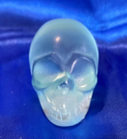 Glass Skull - Halloween decor, spooky polished stone sculpture