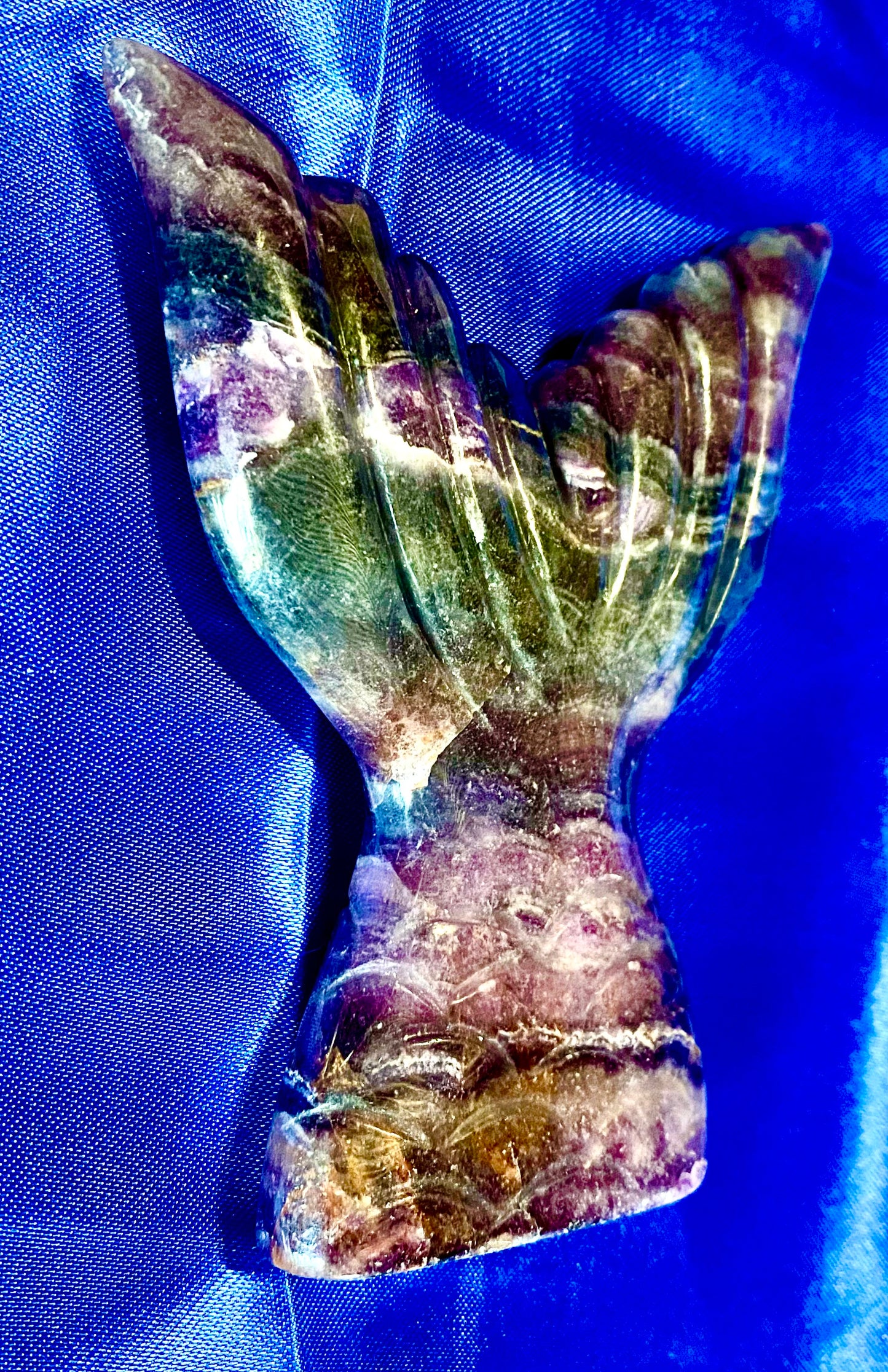 Rainbow Fluorite Fish Tail Carving