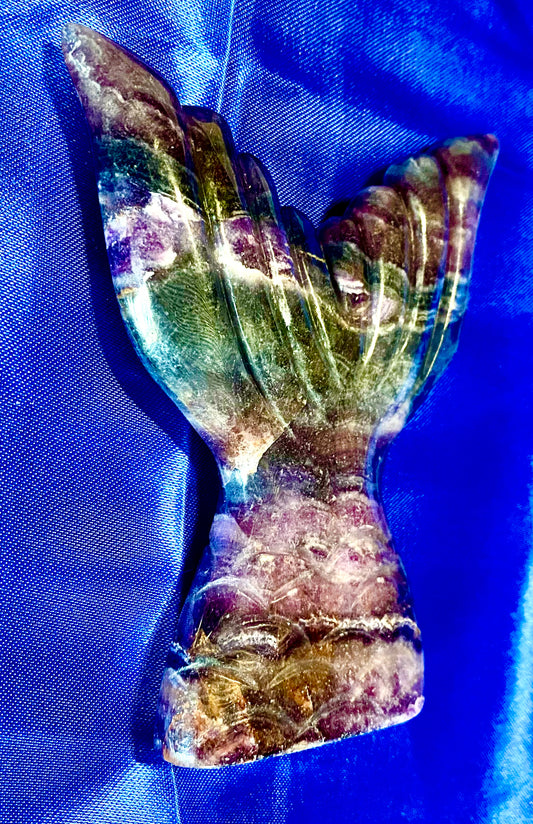 Rainbow Fluorite Fish Tail Carving