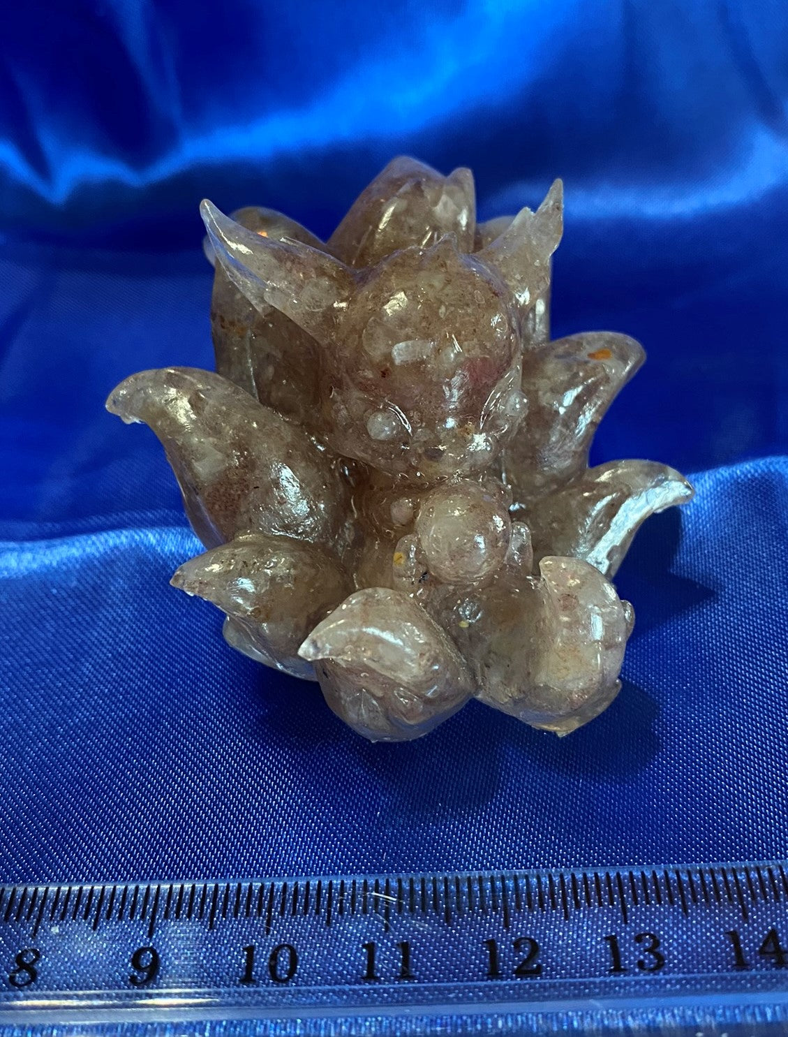 Resin 9-Tailed Fox Figurine (Smoky Quartz filled)